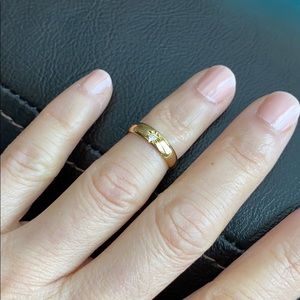 14K Solid Gold CZ Band Knuckle Ring Size 2.5